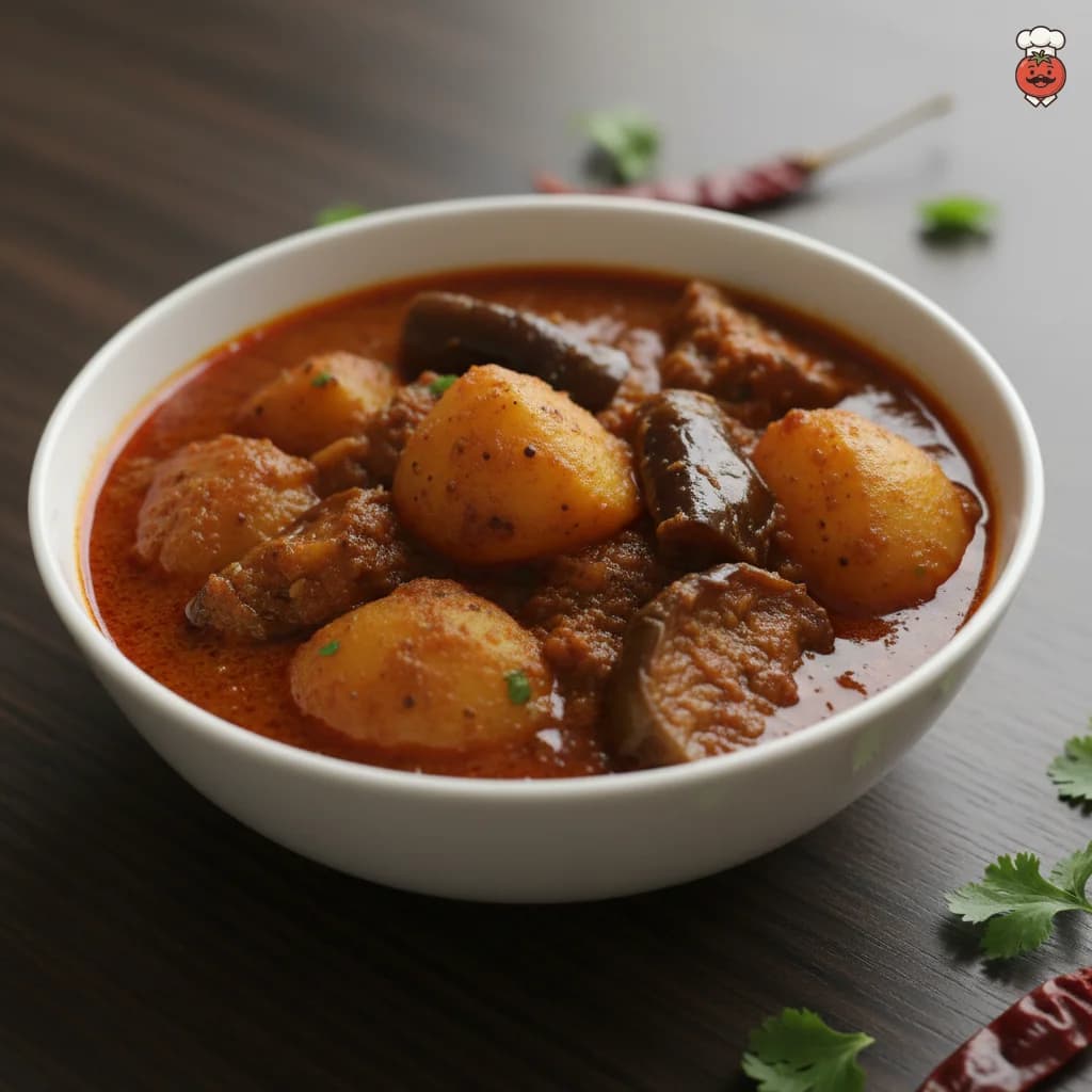Alu Beguner Kalia (Bengali Potato & Eggplant Curry)